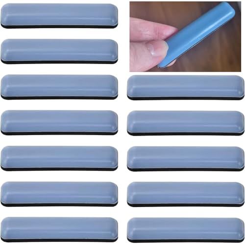 12Pcs Furniture Sliders for Carpet, 75 x 16 mm Easy Glide Furniture Sliders for Heavy Furniture, Rectangle Self-Adhesive PTFE Teflon Furniture Gliders for Hard Floors Durable & Scratch-Resistant
