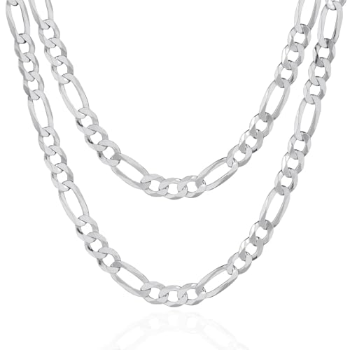 Collier Homme Argent Massif 925 avec Maille Figaro de 50 Cm