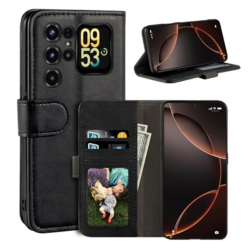 UOGNADGD ���U�[�t���b�v�J�o�[ Oukitel C68 Plus �Ƃ̌݊������� �J�[�h�X���b�g�t���E�H���b�g�P�[�X�A�}�O�l�b�g�N���[�W���[�A�L�b�N�X�^���h�ARFID�ϏՌ��t�H���I (�u���b�N)