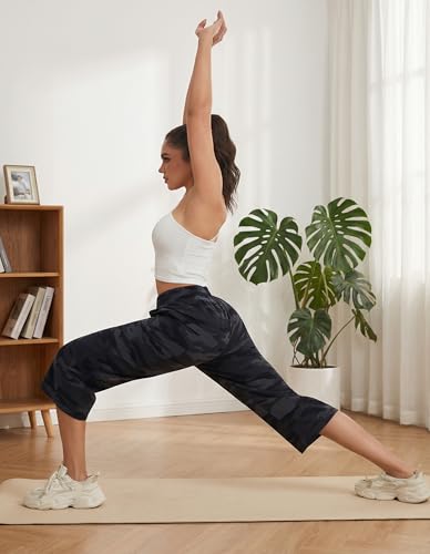 Image of SPECIALMAGIC Women Capri Pants Cotton Yoga Wide Leg Pajama Pants Capris Sweatpants Sports