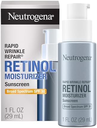 Neutrogena Rapid Wrinkle Repair Retinol Face Moisturizer with SPF 30 Sunscreen, Daily Anti-Aging Face Cream with Retinol & Hyaluronic Acid to Fight Fine Lines, Wrinkles, & Dark Spots, 1 fl. oz