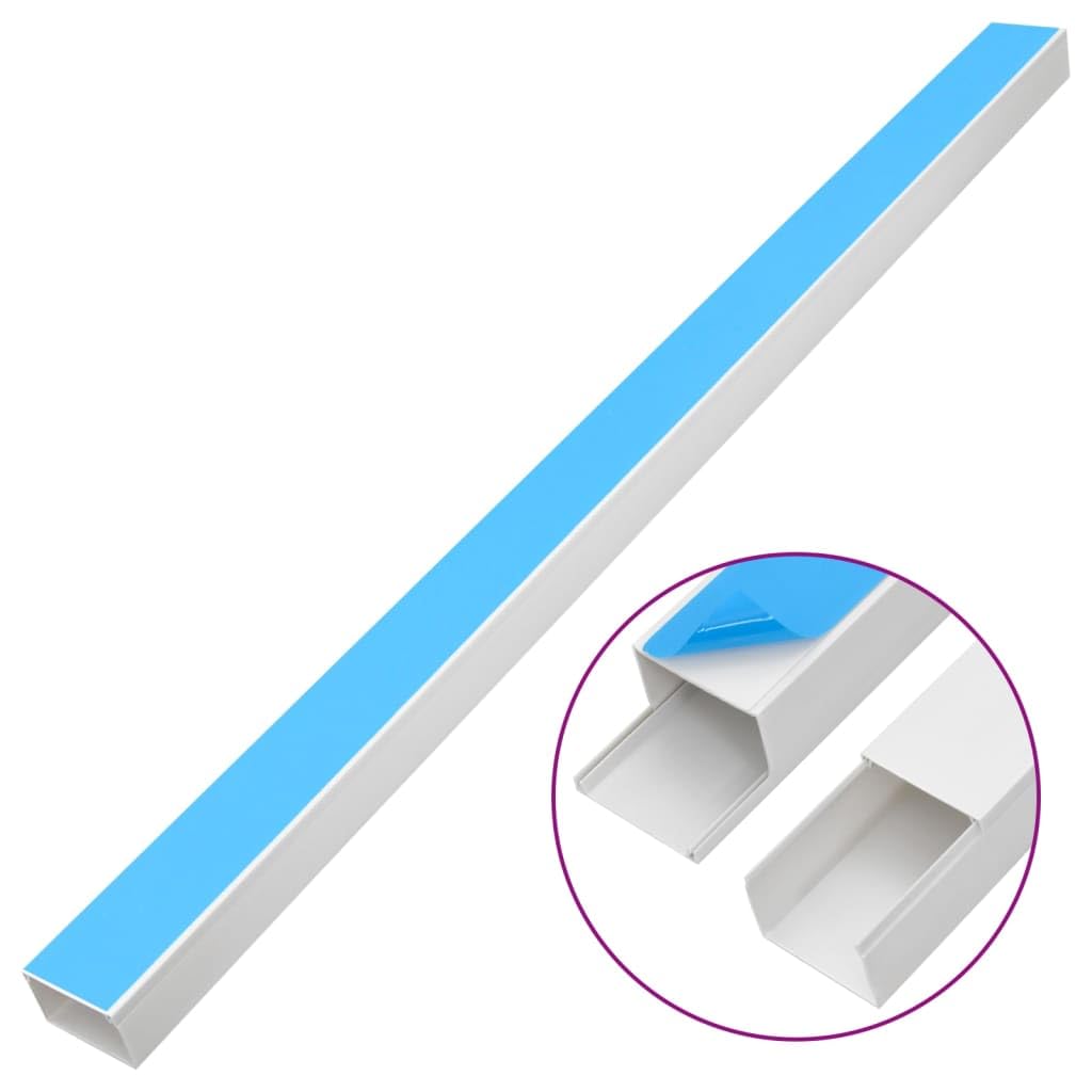 Kabelkanal Selbstklebend 10m Set, 10x 1m PVC Kabelabdeckung für Wand und Boden, 150x50 mm Kabelkanal Weiß zur unsichtbaren Kabelführung