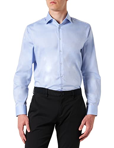 Seidensticker Men's Shaped Fit Langarm Hemd Shirt, Hellblau, 43