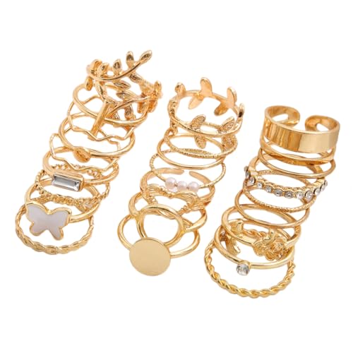 Shining Diva Fashion Set of 24 Latest Stylish Gold Plated Rings f...