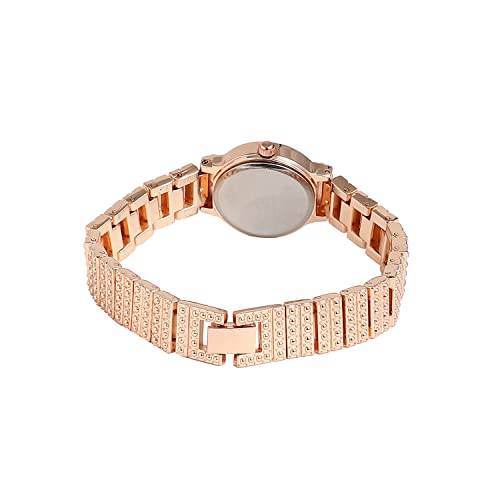 Image of Haute Sauce Women's Embellished Analog Dial with Stainless Steel Strap | Battery Power | Foldover Closure | Quartz Movement | Fashion Wrist Belt Watch for Female and Girls