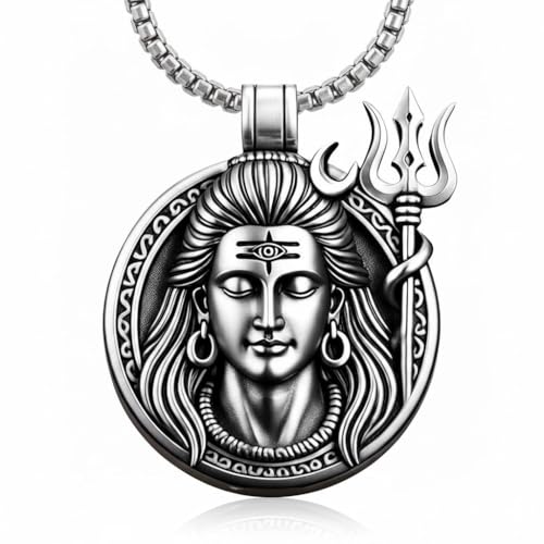Image of THE MEN THING - Sanatan Divine Symbols Oxidised Pendant Necklace with 24inch Round Box Chain for Men & Boys