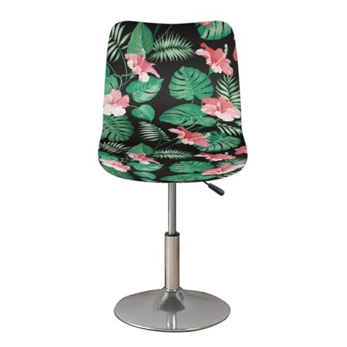 Image of Bar Stool Covers with Backs,Tropical Leaf 2 Pack Stretch Bar Stool Chair Covers, Washable Bar Chair Covers Swivel Barstool Covers Slipcovers with Back for Low Short Back Chair