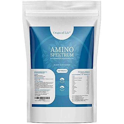 Amino Spektrum - 500 Tabletten a 1000mg - Hochdosiert & Vegan - Big Pack - 18 Aminosäuren inkl. 8 EAA´s & BCAA - Laborgeprüft - ohne Magnesiumstearat Cover