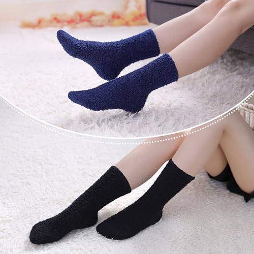 Image of LINEMIN Womens Fuzzy Socks Cozy Fluffy Winter Warm Slipper Socks Microfiber Soft Home Sleeping Socks