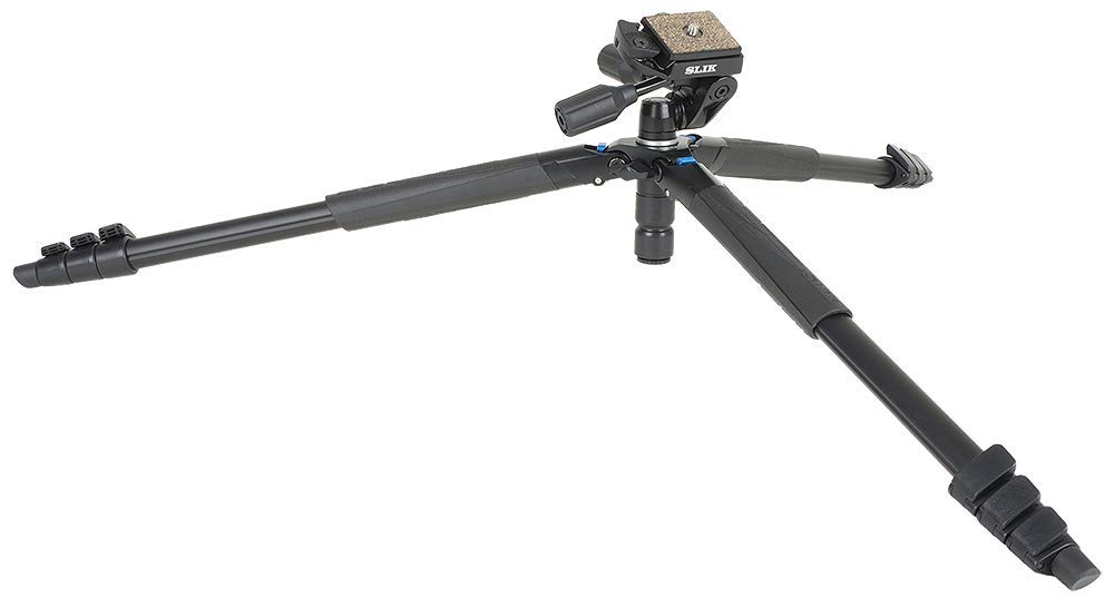 SLIK Sprint PRO III Travel Tripod W/SH-704E 3-Way Pan Head For Mirrorless Dslr Sony Nikon Canon Fuji Cameras And More Black 611 887