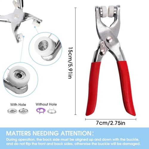 Image of Press Stud Button Kit with Pliers, 100 Sets Metal Snap Fasteners in Storage Box for Clothing Repair, Leather Work, Bags and DIY Crafts (Multicolor)