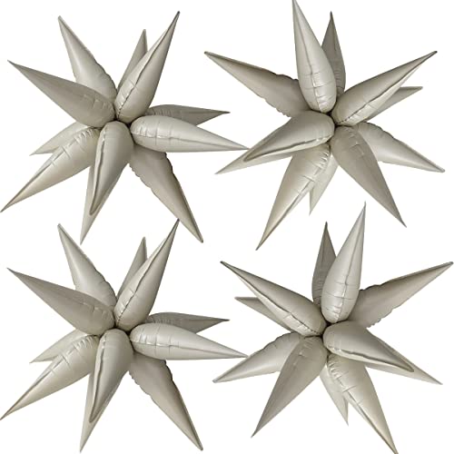 Cymylar 50Pcs Cream 26'' Water Drop Foil Cone Mylar Balloons, Explosion Star Foil Balloons, Starburst Point Star Balloons For Party Supplies, Birthday, Wedding, Photo Booth, Backdrop #TOP3