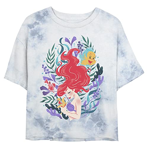 Image of Disney Women's Leafy Ariel T-Shirt, White/Blue, Medium