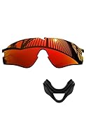 MYCOURAG UV Protection Polarized Replacement Lenses&Nose Pad for Oakley Si Ballistic M Frame Alpha OO9296 Sunglasses Frame - Fire Red Mirror Coated Polarized
