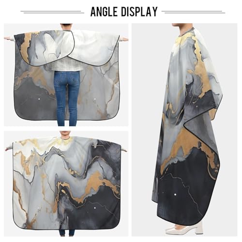 Capa profesional impermeable para cortar cabello Golden Marble con cierre ajustable de broche para peluquería y estilismo miniatura 5