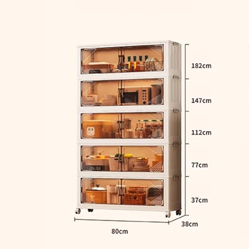 Meuble de cuisine haut avec étagères fermées et buffet à roulettes
