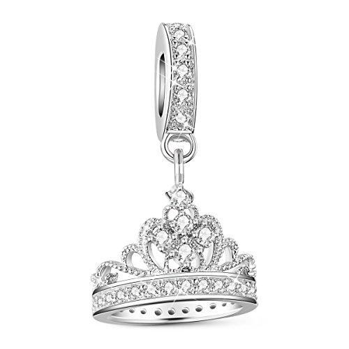 Colgante charm TinySand, abalorio colgante con diseño corona de princesa, apto para Pandora, joyas para pulseras y collares de mujer