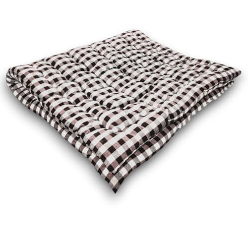 ATOOTFUSION Soft Thick Premium Cotton Quilt|Movable Foldable Rollable Light Weight Filled Single Firm Cotton Mattress|Gadda(Ghingam Plaid,1 Sleeping Capacity,3X6 Ft Or 72X36 In)Black&White Check