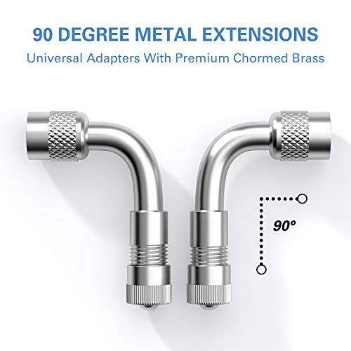 Image of CKAuto 6 Pack 45 Degree 90 Degree 135 Degree Metal Valve Stem Extenders, Universal Valve Stem Extensions, Silver | Universal Valve Stem Extensions, Silver