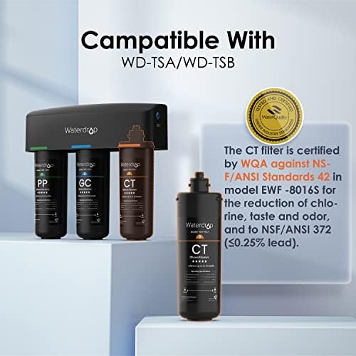 Waterdrop WD-10CT Filtr do wody pod zlewem, Wymiana dla Waterdrop TSA i TSB 3-stopniowego systemu filtra do wody pod zlewem