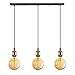 Produktbild iDEGU 3-flammig Vintage Pendelleuchte, Retro Edison Hängelampe Metall LED Pendellampe Hängeleuchte mit E27 Lampenfassung Deckenfassung Lampe Sockel Fassung - Messing