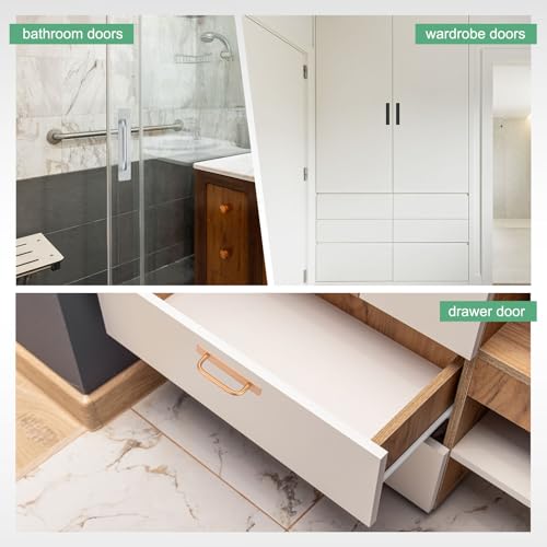 Image of M METERXITY 2-Pack Self Stick Barn Door Handles, 8.35Inch /212mm Length Aluminium Alloy Gate Handle with Double Sided Tape for Bathroom /Wardrobe /Closet, Sliding Door Handle with Plate [Black]