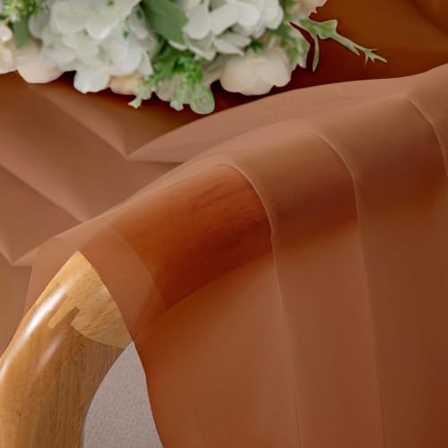 Image of OWENIE Sheer Curtains 72 Inches Long 2 Panels Set, Light Filtering Sheer Curtain Rod Pocket Clear Drapes for Living Room Bedroom Window Sliding Door, Each 42 x 72 Inch, Orange