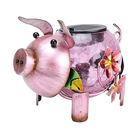 MUMTOP Solar Lantern - Solar Lights Outdoor Waterproof, Pig Solar Yard Decorations, Decorative Lantern Tabletop Ornaments for Garden Decor Cover