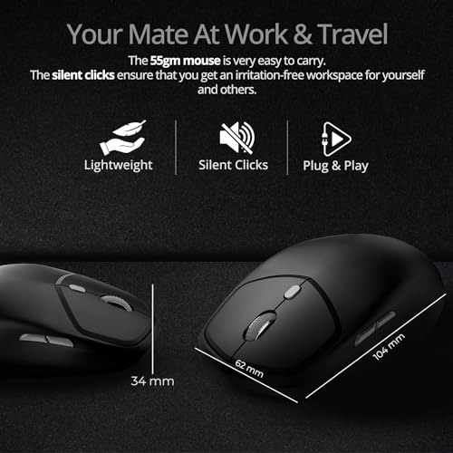 Image of Electro Wolf WM27 Jade 2.4Ghz Wireless + Bluetooth 5.0 Mouse, 6 Button Mice, DPI Upto 1600, Works on 2 Devices at Same time Windows /Mac /Android, Low Power Consumption (Jade Black)