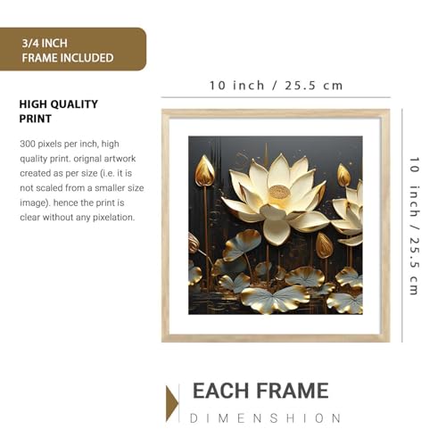 Image of kotart Premium Paintings with Frame for Home Decoration - Modern Art Black and Golden Painting for Living Room Bedroom Office Wall Decoration - Pack of 4 (Art 3, Small (10x13 or 10x10 inch))