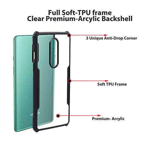 Image of LIRAMARK Transparent Clear Shock Proof Back Cover Case Designed for OnePlus 8 /1+8 (Black)
