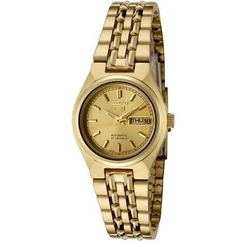 ZCR[ Seiko Women's SYMA04 Seiko 5 Automatic Gold Dial Gold-Tone Stainless Steel Watch  fB[X rv ysAiz