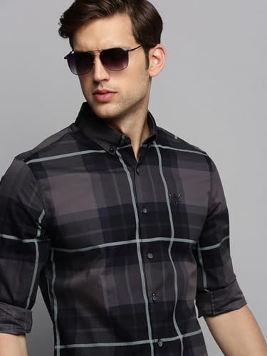 Image of SHOWOFFFF Men Check Print Casual Shirt | Spread Collar Full Sleeves Cotton Shirt for Mens | Slim Fit Regular Length Shirt for Men's