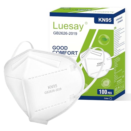 Image of KN95 Face Mask, 100-Pack White Individually Wrapped, 5-Layer Protective Respirators for Adults, Cup Dust Safety Masks Filter Efficiency≥95% Breathable Elastic Ear Loops White Masks