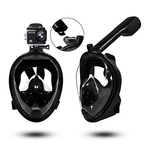 MOUNTDOG Snorkel Mask Full Face Snorkeling Mask with Panoramic View and Action Camera Mount,Anti-Fog and Anti-Leak Design Dive Mask for Adults and Youth (Black, L/XL) - Thumbnail 4