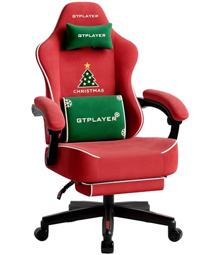 GTPLAYER Big and Tall Gaming Chair with Footrest, Extra Wide Seat Video Game Chairs for Adults - Padded High Back Ergonomic Reclining Silla Gamer, Linkage Armrest, Ace Pro, Christmas 【Velvet】