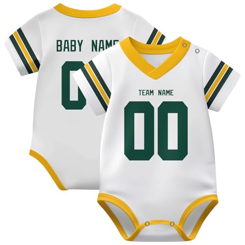 Image of KREDE Baby Clothes Unisex Bodysuit Jersey Style Custom Name Number for Baby Boys