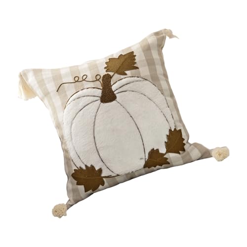 カボチャオータムリーフ刺繍クッションカバー家の装飾秋感謝祭ポリエステル生地装飾枕ケースソフト枕ケース用リビングルーム