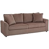 HOMCOM Modern 3 Seater Sofa with Spring Cushion, 212 cm Fabric Jumbo Cord Sofa Couch with 2 Scatter Cushions, Upholstered Corduroy Settee for Living Room, Bedroom, Home Office, Coffee - Image 1