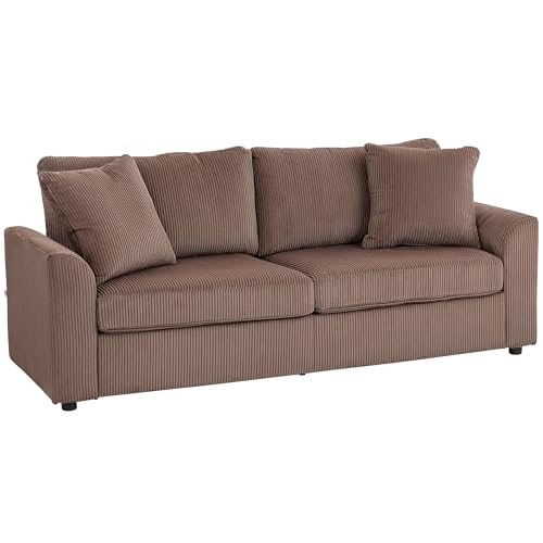 Best Couch for Rectangular Living Room: Top Stylish and Space-Saving Picks 3 HOMCOM Modern 3 Seater Sofa with Spring Cushion, 212 cm Fabric Jumbo Cord Sofa Couch with 2 Scatter Cushions, Upholstered Corduroy Settee for Living Room, Bedroom, Home Office, Coffee