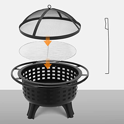 Feuerschalen für den Garten, Feuerschale mit funkenschutz und Schürhaken – Bild 4