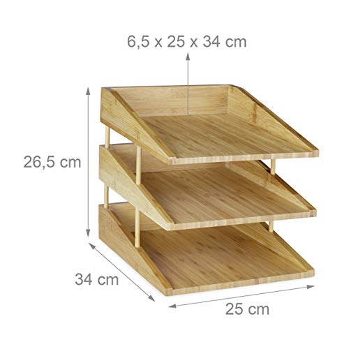 Relaxdays Vaschetta Portadocumenti Bambù, 3