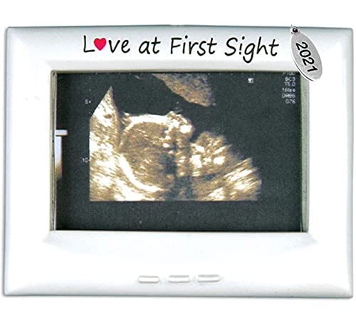 Ultrasound Photo Frame Christmas Ornament 2022 for Boy or Girl - Love at First Sight We are Expecting Pregnancy Comes in a Pretty Organza Gift Bag