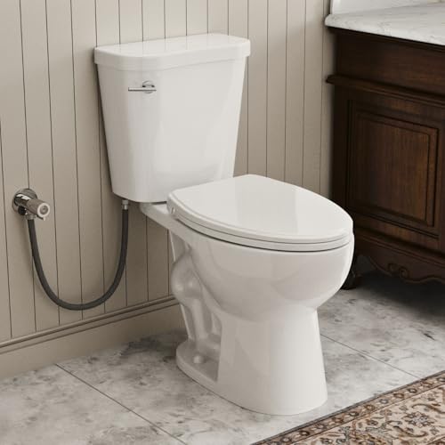 17.9 Inch ADA Two-Piece Toilet for Bathroom, Los Flexi Elongated Bowl & Comfort Height Toilet, Powerful Siphon Jet Flush 1.28 GPF, Tall Toilet With Convenience, Standard 12' Rough-In & S-Trap