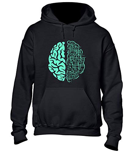Crown Designs Brain Circuit Cool Funky Geek Nerd Premium Quality Unisex Hoodies for Men, Women and Teens - Black / 4XL