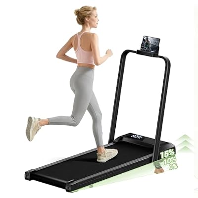 15% Manual Incline Walking Pad Treadmills for Home and Office, 3-in-1 Foldable Treadmill with 300 LBS Capacity, Under Desk Treadmill with Quiet Brushless