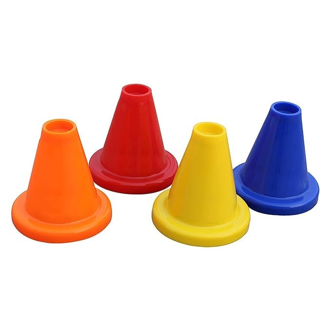 Krishna Enterprises Sports Batting Tees Rubber Cone Ground Mini Markers Cricket Batting Tee Marking Cone Cones Marker, Multicolor (Pack of 6)-image-10
