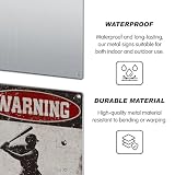 Warning Baseball Players Only Metal Sign Vintage Sports Wall Art For Fans Funny Themed Room Decoration 8 x 12 Inch Kitchen Metal Home
