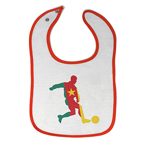Custom Baby Bibs Burp Cloths Soccer Player Cameroon Cotton Baby Items for Baby Girl & Boy White Orange Design Only