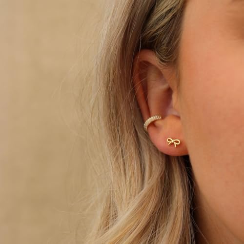 Gold Bow Stud Earrings – 18K Gold Plated Mini Bow Earrings for Women, Dainty Coquette Style, Hypoallergenic Jewelry for Everyday Wear by Malibu Sunday 5